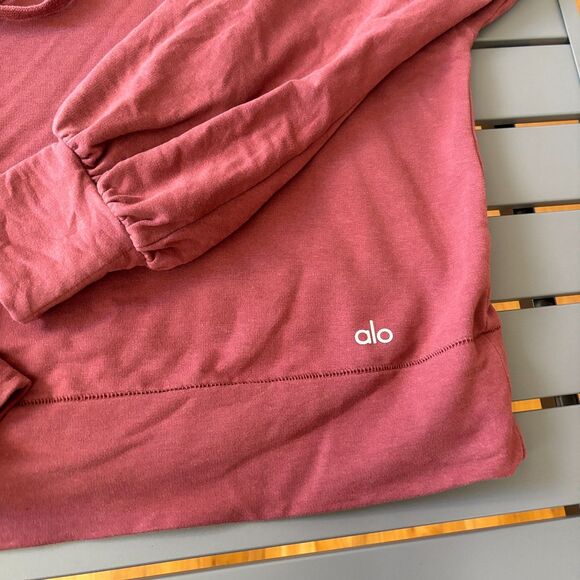 Alo Yoga Social Hoodie Women's Mauve Pink Medium Training Long Sleeve Drawstring - Picture 4 of 8
